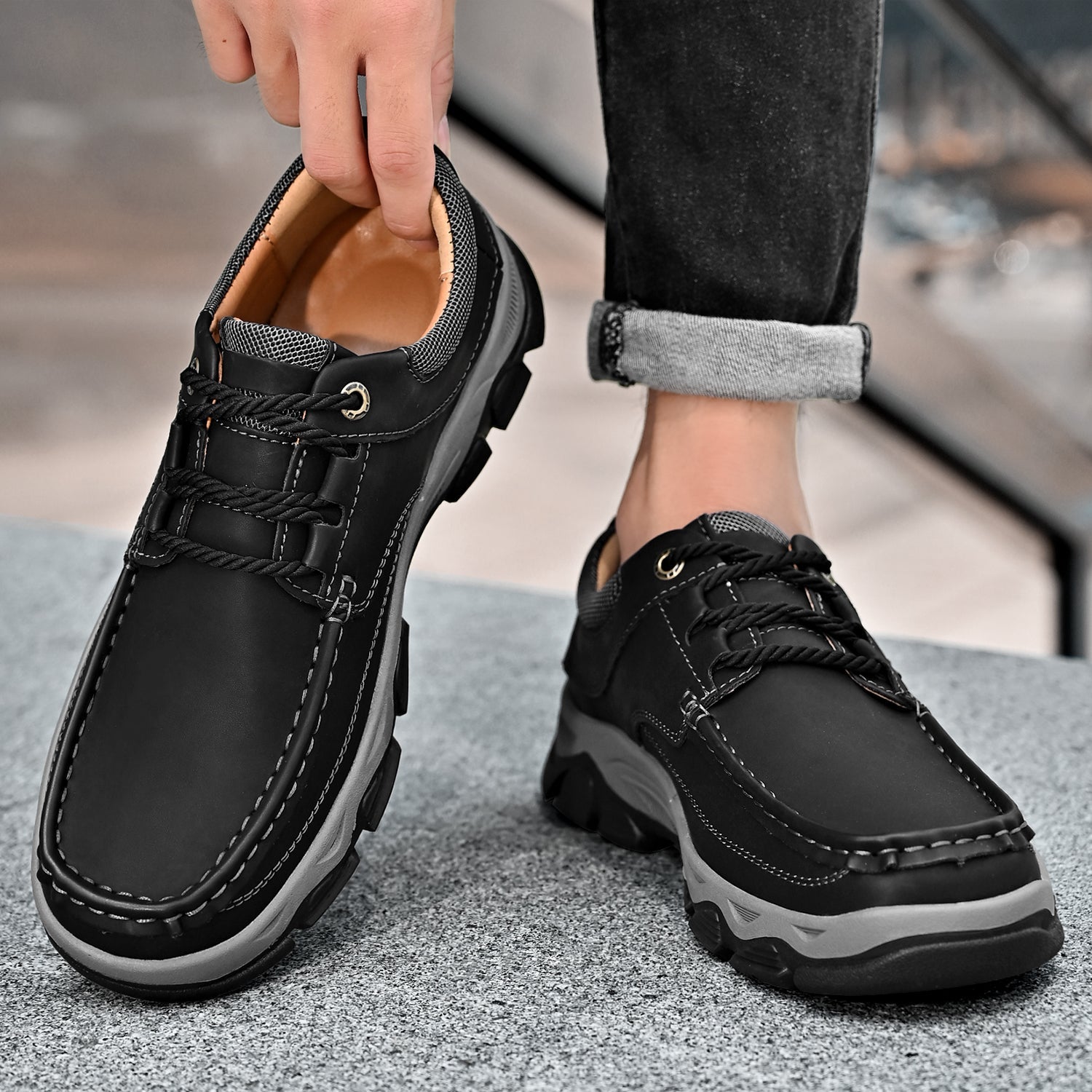 Mitchell Shoes Men's Lace Leather Casual Walking Outdoor Shoes