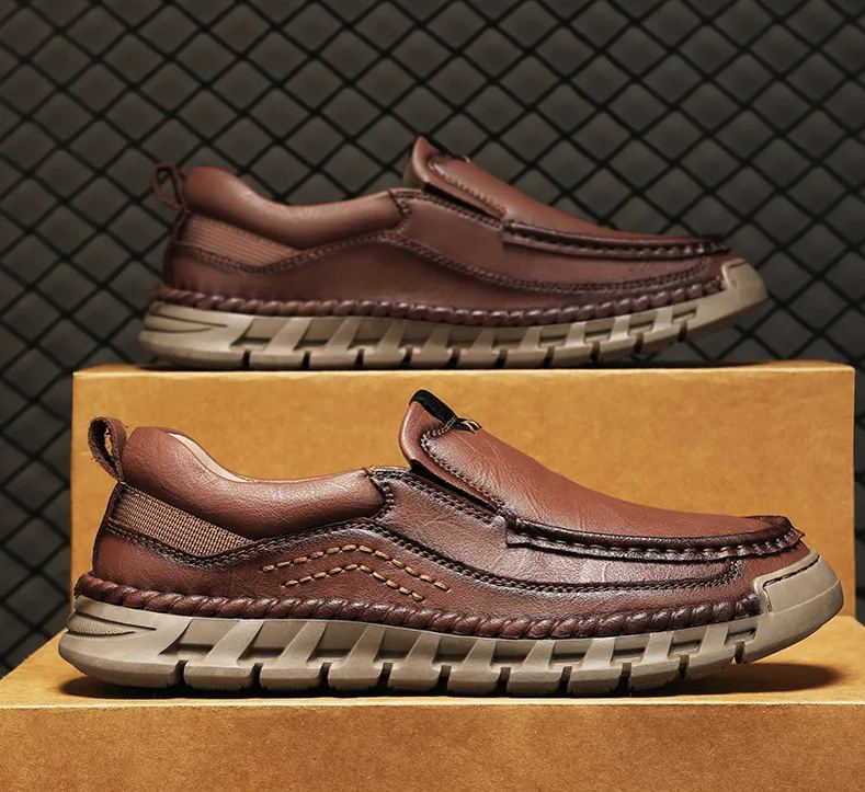 Mitchell Shoes Men's Casual Leather Split Flat Loafers
